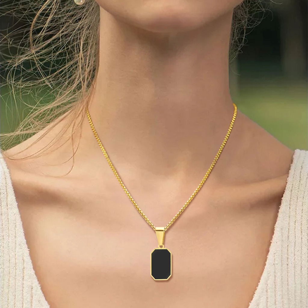 Vnox Vòng Cổ Choker Mặt Vuông / Chữ Nhật Tráng Men Bằng Thép Không Gỉ Làm Quà Sinh Nhật Cho