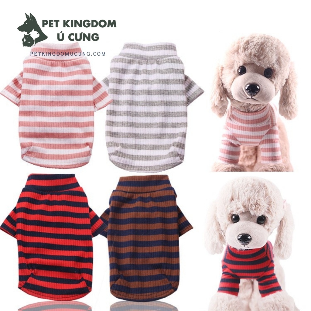 Áo Chó Mèo Bộ Pijama Chất Len Mỏng Kẻ Ngang