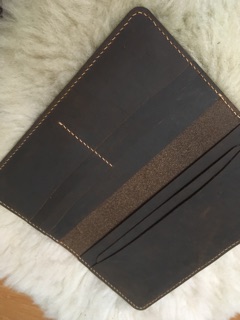 Ví dài không đai da bò sáp handmade
