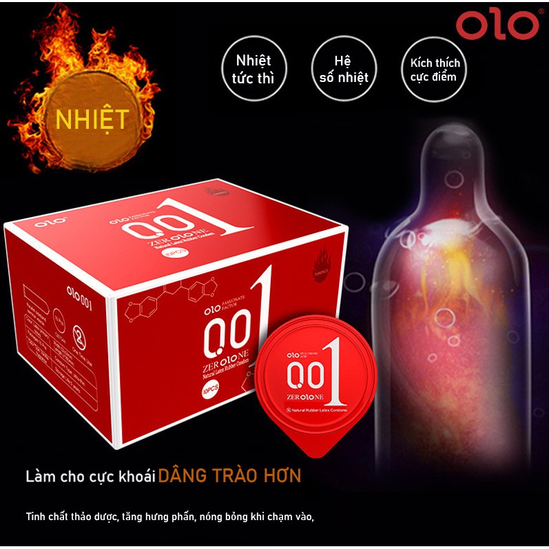 Bao Cao Su OLO 001 Đỏ Dẫn Nhiệt Bao Cao Su OLO 001 Kéo Dài Thời Gian Hộp 10 BCS