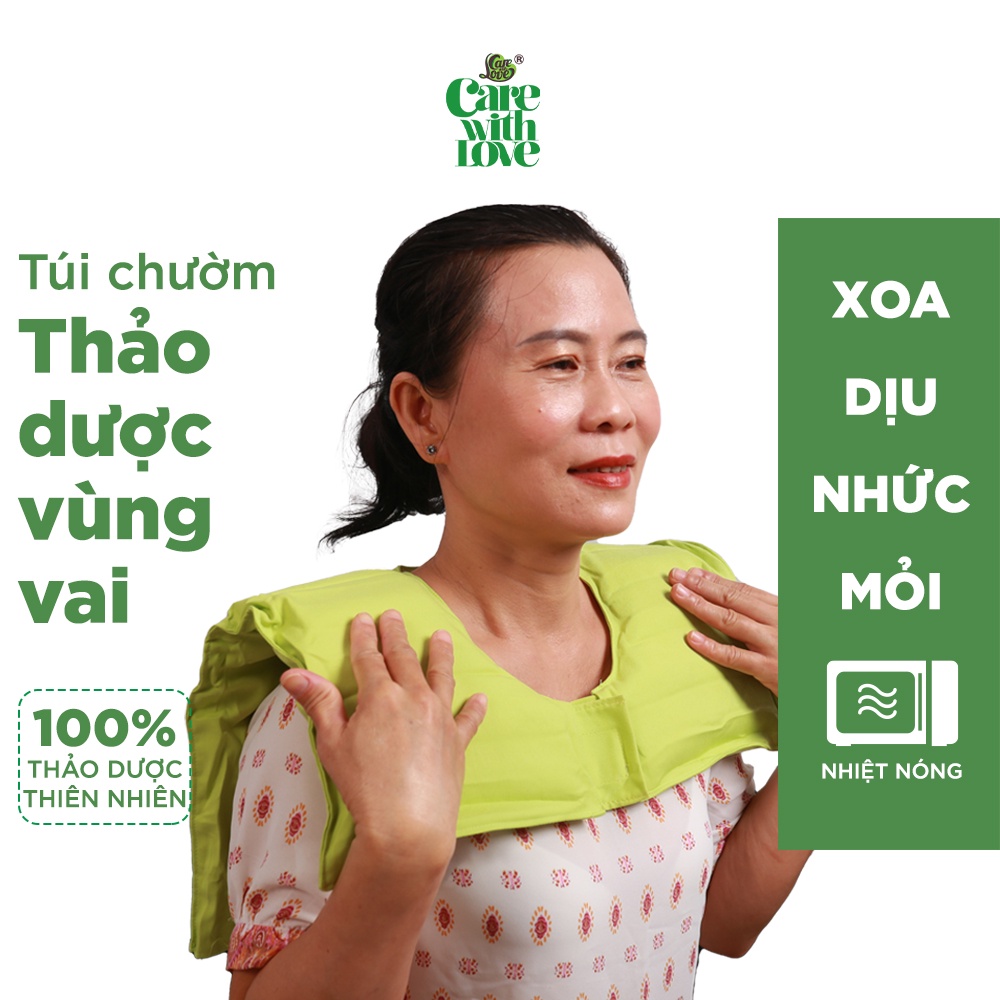 Túi Chườm Thảo Dược Giảm Đau Vai Gáy, Cổ CARE WITH LOVE Giúp Thư Giãn Cơ, Tuần Hoàn Máu Dùng Lò Vi Sóng