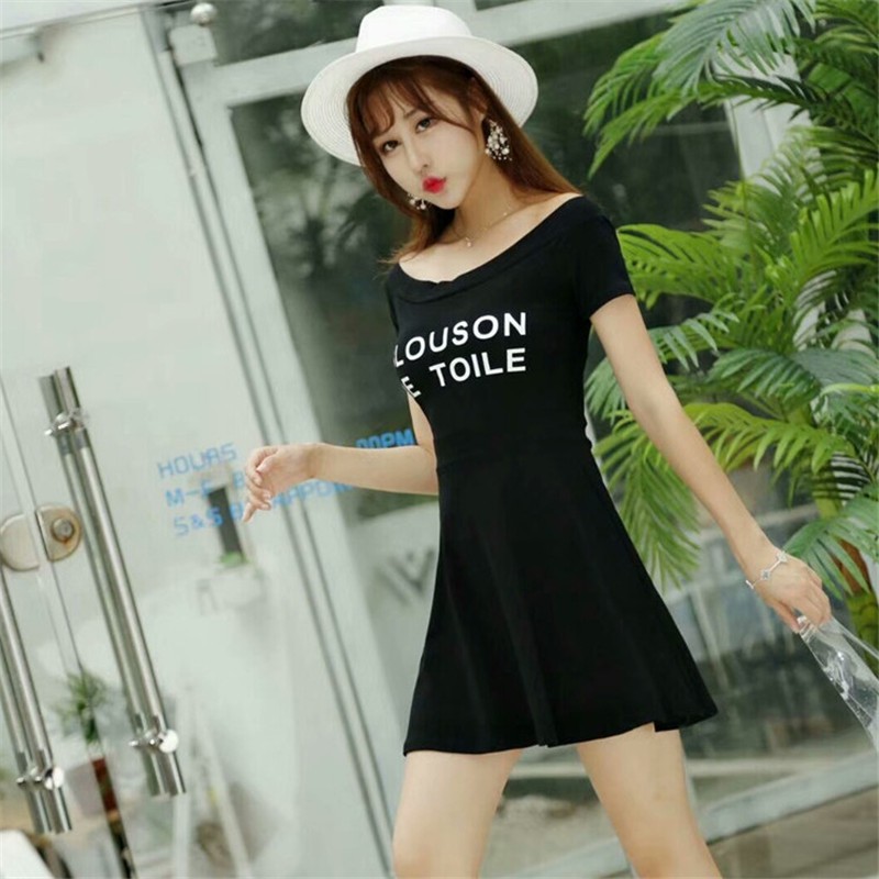 One Đầm Ngắn Tay Hở Vai In Chữ Thời Trang Cho Nữ | BigBuy360 - bigbuy360.vn