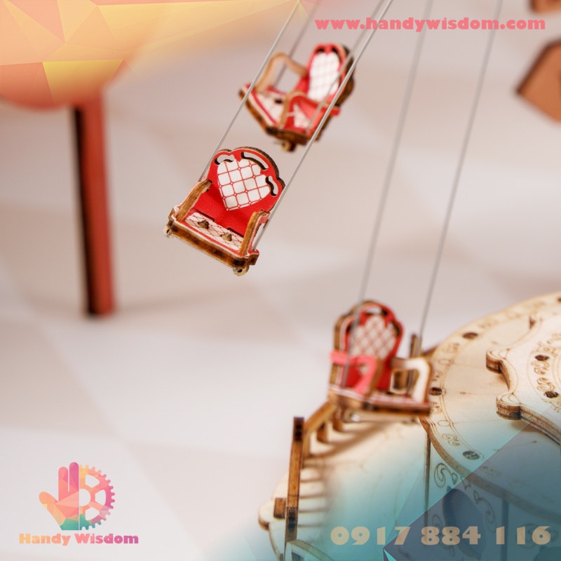 Mô hình hộp nhạc gỗ - đu quay - Robotime Swing Ride EA02