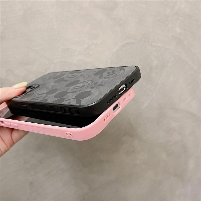 Ốp điện thoại da mềm viền TPU họa tiết Mickey 3D Iphone14 Pro  Max 13Pro Max  12 Pro Max Se 2020 11 Pro Max 6s 6 7 8 Plus X Xr Xs Max