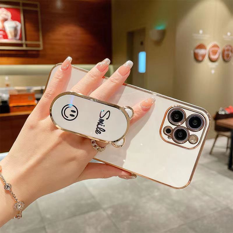 Ốp Điện Thoại Mềm Bóng Có Giá Đỡ Hình Mặt Cười Cho iphone 14 plus 13 12 11 pro max x xs xr