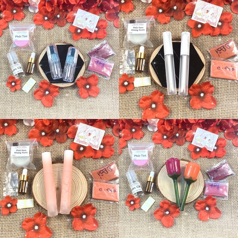 Bộ Kit Làm Son Kem Lỳ Kháng Nước Handmade Nhiều Mẫu Tự Chọn_ Nguyên Liệu Kit Làm Son Thủ Công