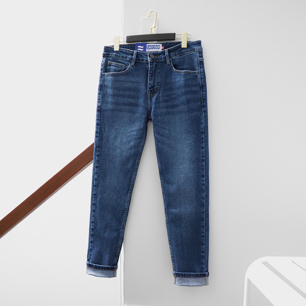 Quần Jean nam Satoshi SAQJ66 xanh wash slimfit năng động thoải mái khi mặc