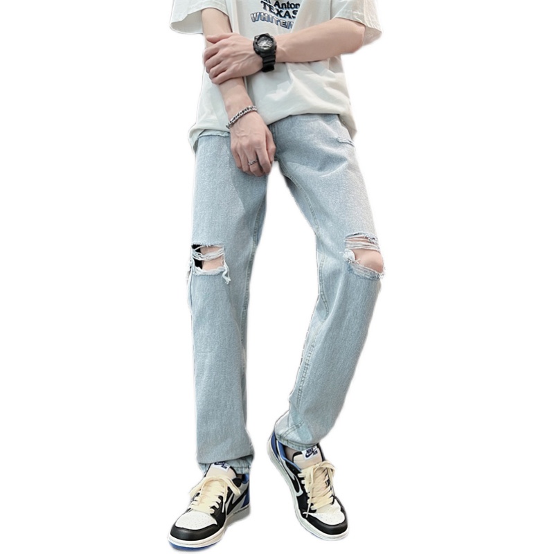 Quần baggy jean ống rộng rách hàn quốc - quần bò nam hàn quốc