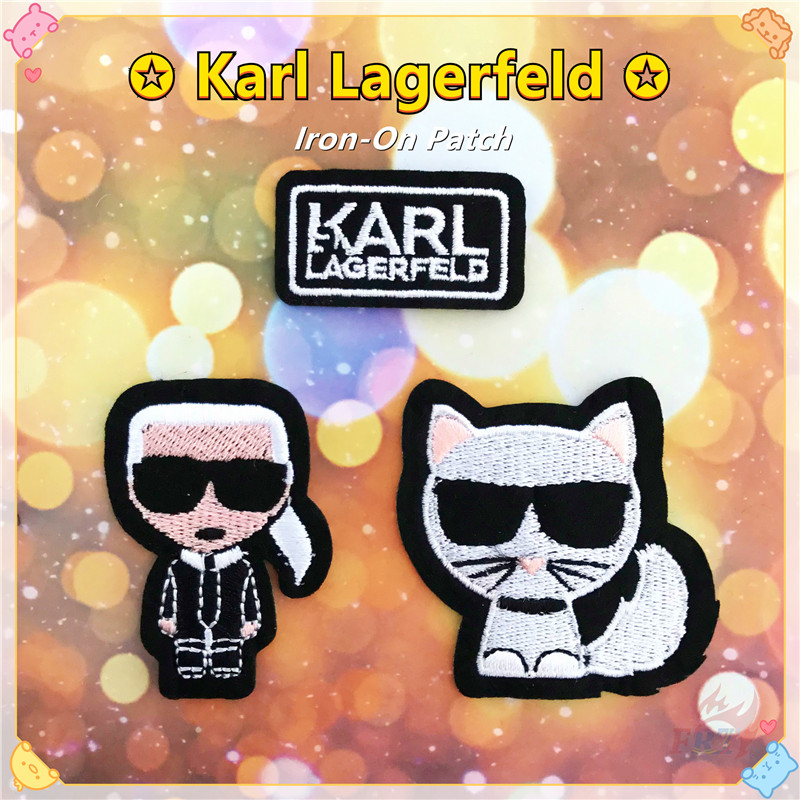 ♚ Sticker Ủi Thêu Hình karl lagerfeld ♚ 1 Huy Hiệu Nổi Tiếng Nổi Tiếng Trên Các Miếng Vá Sắt Trên Các Huy Hiệu