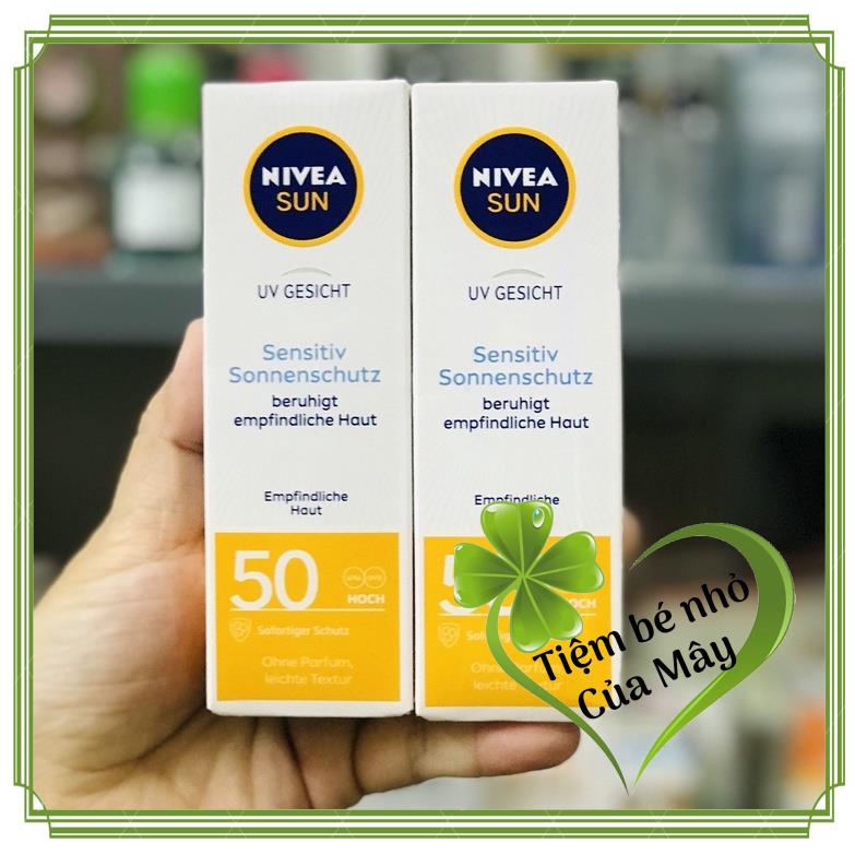 Kem chống nắng Nivea dành cho da mặt nhạy cảm SPF 50, 50 ml hàng Đức đủ bill | BigBuy360 - bigbuy360.vn