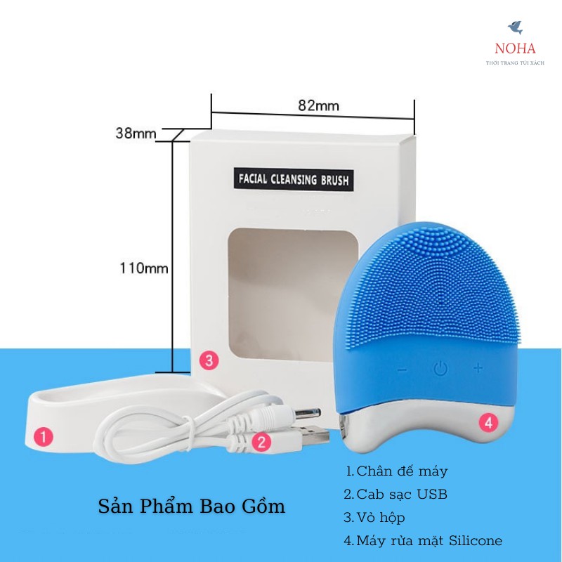 Máy rửa mặt silicone điều chỉnh rung siêu mềm mại BJ08 ( Có chân đế )