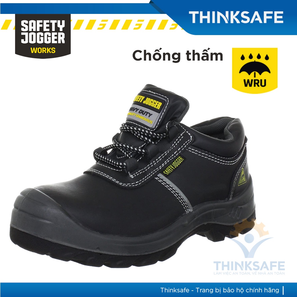 Giày bảo hộ Safety Jogger Aura S3 da bò cao cấp siêu bền, chống tĩnh điện, cấu tạo phi kim(đen) - Thinksafe