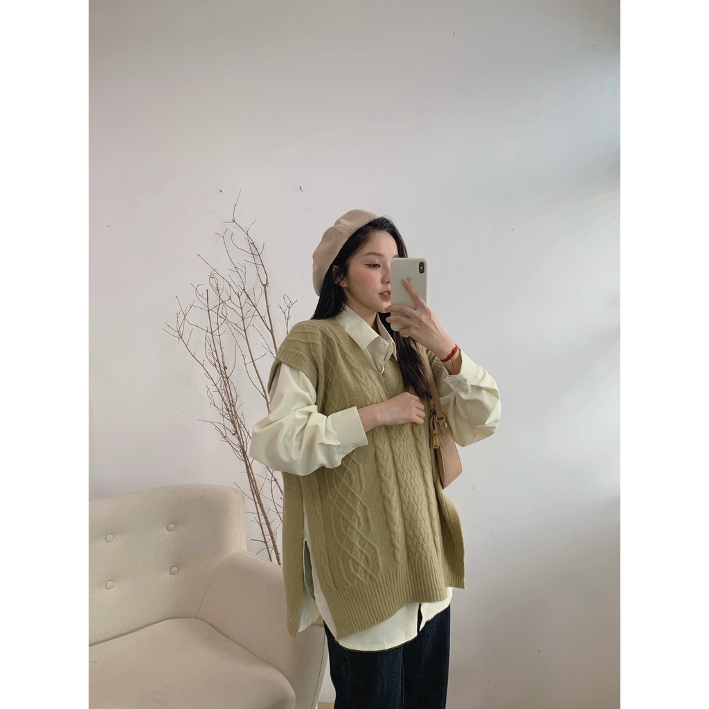 Áo ghile trám xẻ vạt A-1980, ghi le nữ họa tiết trám xẻ tà | BigBuy360 - bigbuy360.vn