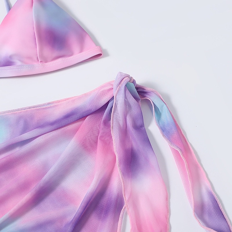 [BIKINI NHẬP LOẠI 1] Bikini Đồ bơi 2 mảnh chip tam giác loang màu hồng tím sexy (kèm khăn choàng)