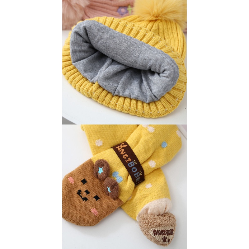 Set mũ len kèm khăn choàng cổ BANMA giữ ấm mùa đông cho bé tùy chọn màu sắc