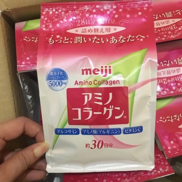 Bột collagen meiji hồng
