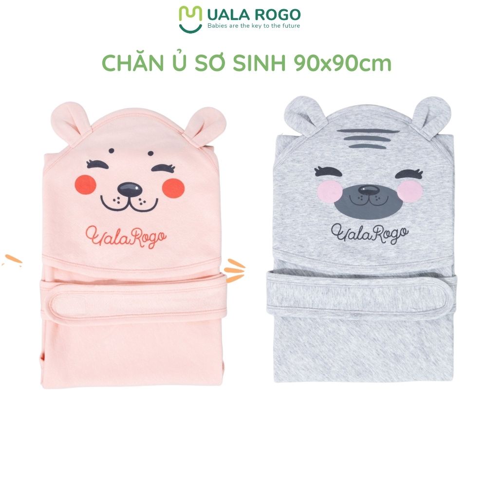 Chăn ủ sơ sinh Ualarogo vải cotton mũ chùm đầu đai dán giữ ấm ur 8900