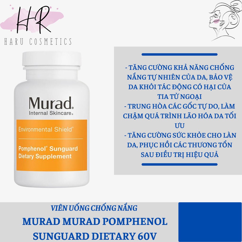 [Chính Hãng] Viên uống chống nắng MURAD Murad Pomphenol Sunguard Dietary 60v