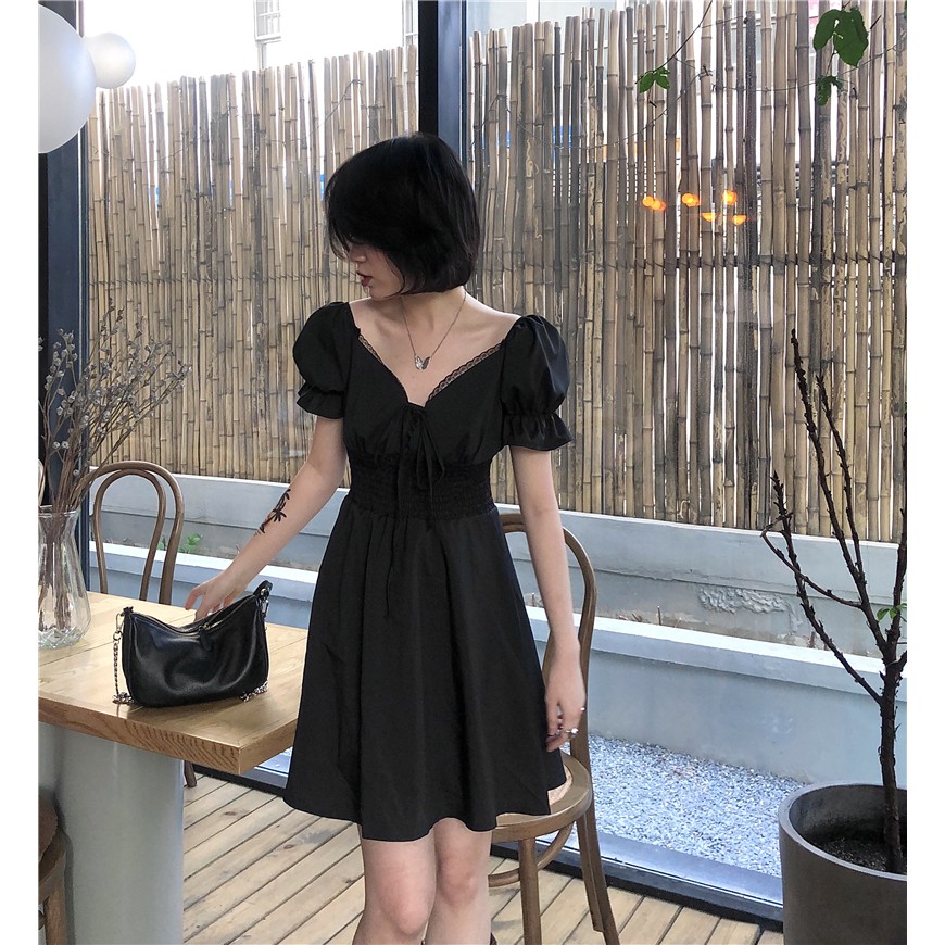 Xiaozhainv Đầm Tay Ngắn Cổ Chữ V Xinh Xắn Dành Cho Nữ | BigBuy360 - bigbuy360.vn