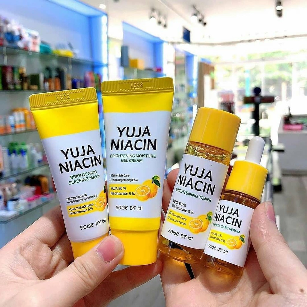 Bộ kit 4 món dưỡng trắng da, mờ thâm nám Chiết Xuất Quả Thanh Yên Some By Mi Yuja Niacin 30 Days Brightening Starter Kit