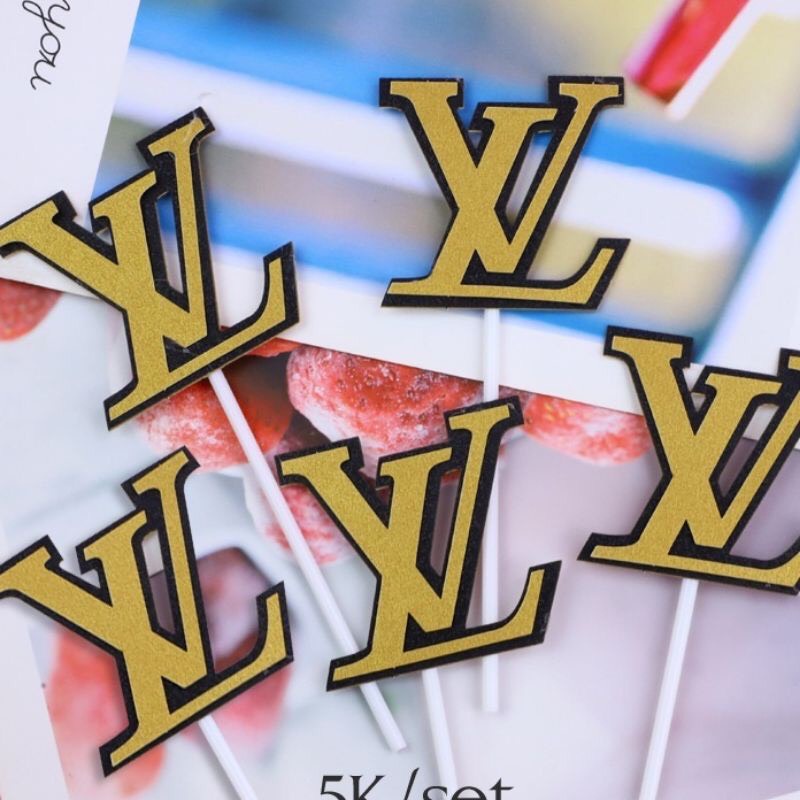 Set que cắm trang trí bánh kem, bánh sinh nhật mô hình túi xách LV Chanel