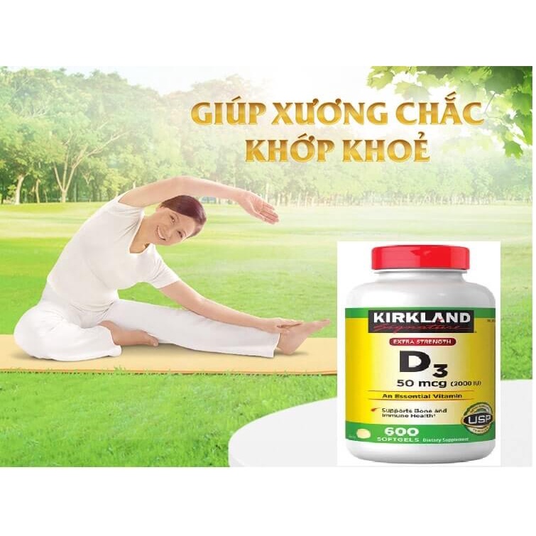 Viên Uống Bổ Sung Vitamin D3 Kirkland D3 50 Mcg (2000iu) - 600 Viên - Mỹ