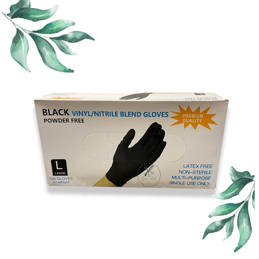 [1 Thùng-10 Hộp - Siêu dai,Không bột] Găng tay cao su đen - Black vinyl /nitrile blend gloves