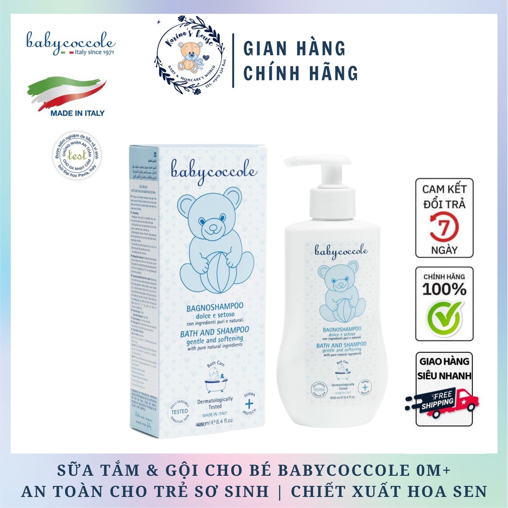 [Sẵn] Sữa tắm gội cho bé Babycoccole 0M+ an toàn cho trẻ sơ sinh & em bé chiết xuất hoa sen 250ml/400ml