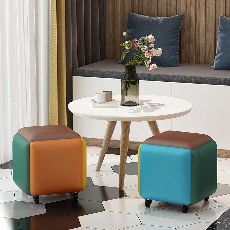 ❒Stool Home Ghế dài nhỏ Phòng khách đơn giản Bàn cà phê Lưu trữ Sofa Phân thấp Chức năng Gấp Net Red Rubik s Cube