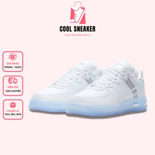 Giày Thể Thao Sneaker Nike AF1 React White Ice trắng đế dạ quang, Giày AF1 Air Force 1 React Nam Nữ Full Box Bill