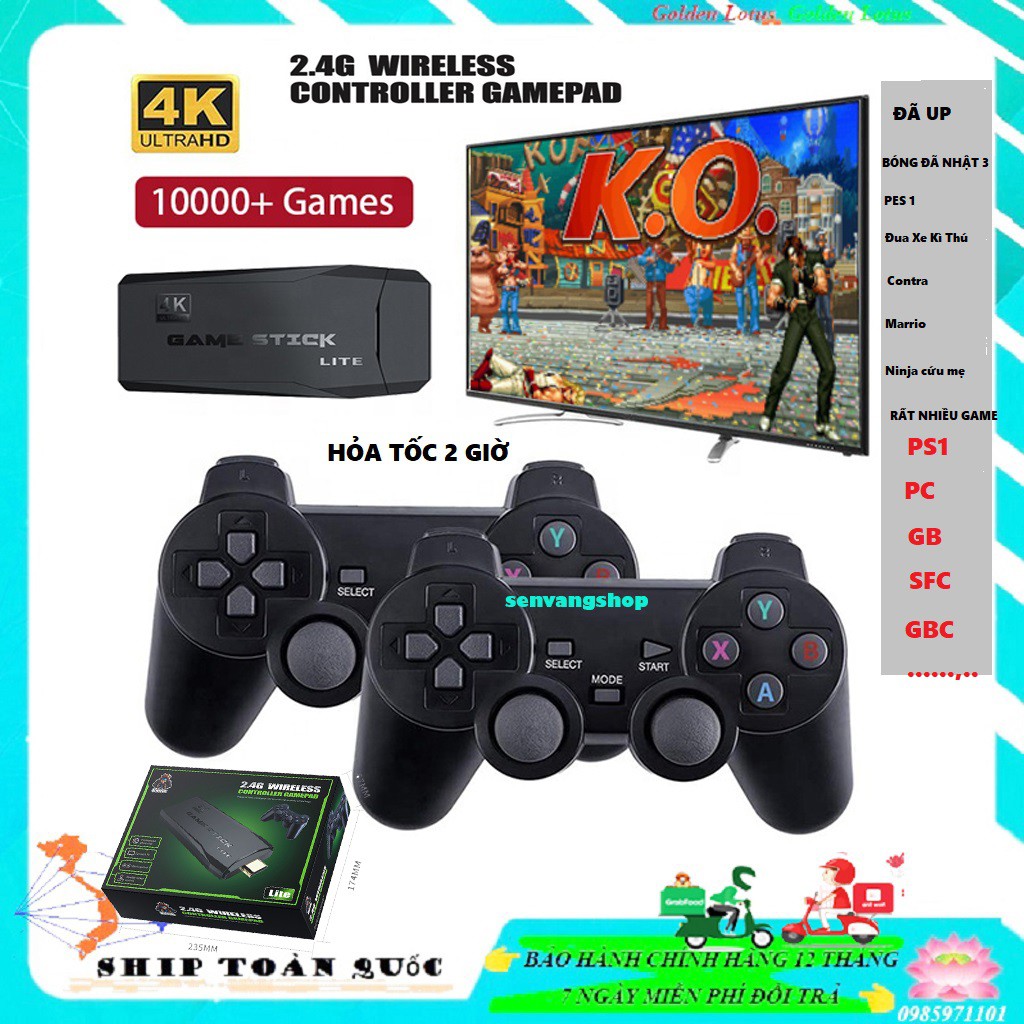 Máy Chơi Game, Stick 4k HDMI Ultra HD - Máy điện tử 4 nút không dây - tích hợp 3520+ games