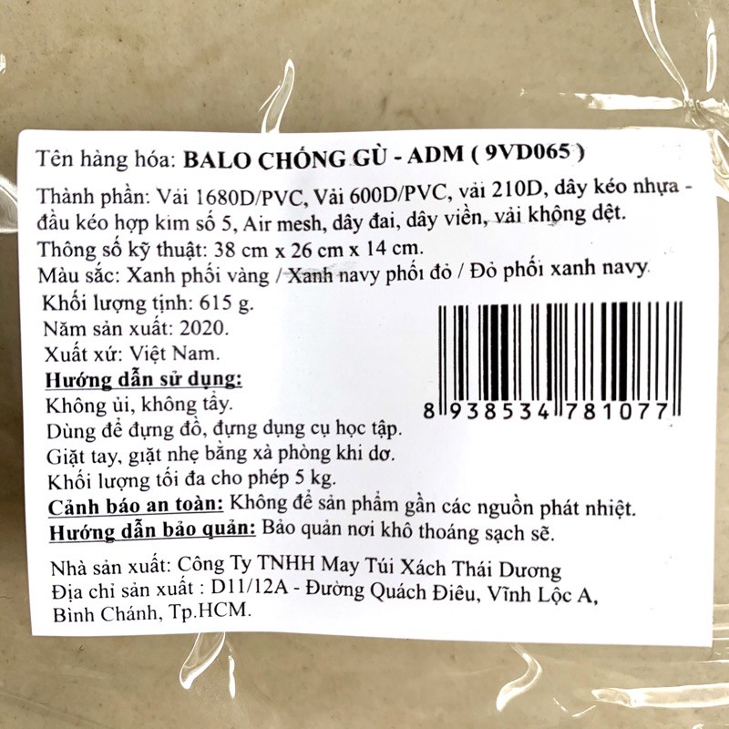 Balo chống gù ADM