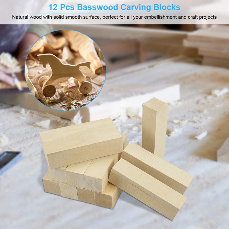 Bộ Khối Gỗ Basswood Mềm Điêu Khắc Và Điêu Khắc Cho Người Mới Bắt Đầu