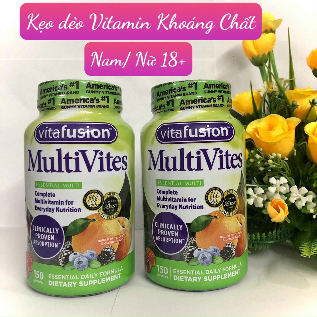 ❤ Sale Xả Kho [Date 9/2021] Kẹo dẻo Vitafusion Multivites 150 viên Mỹ (Nam/Nữ)