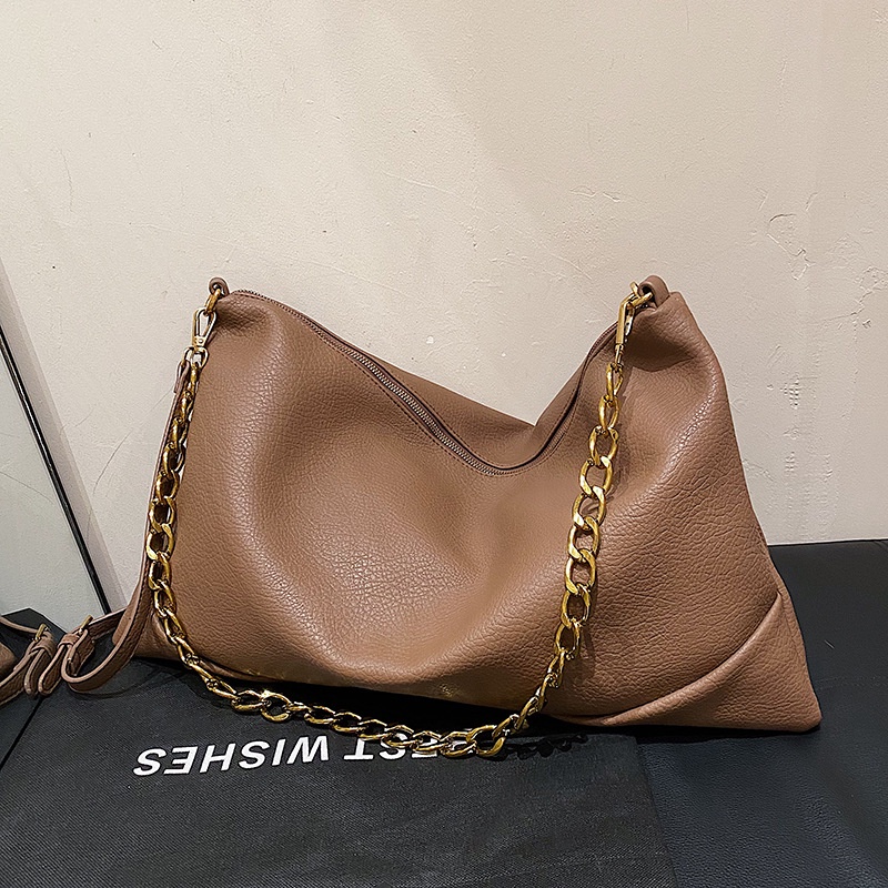 Túi Xách Đeo Vai Cỡ Lớn Phối Dây Xích Phong Cách Hàn Quốc Dành Cho Nữ