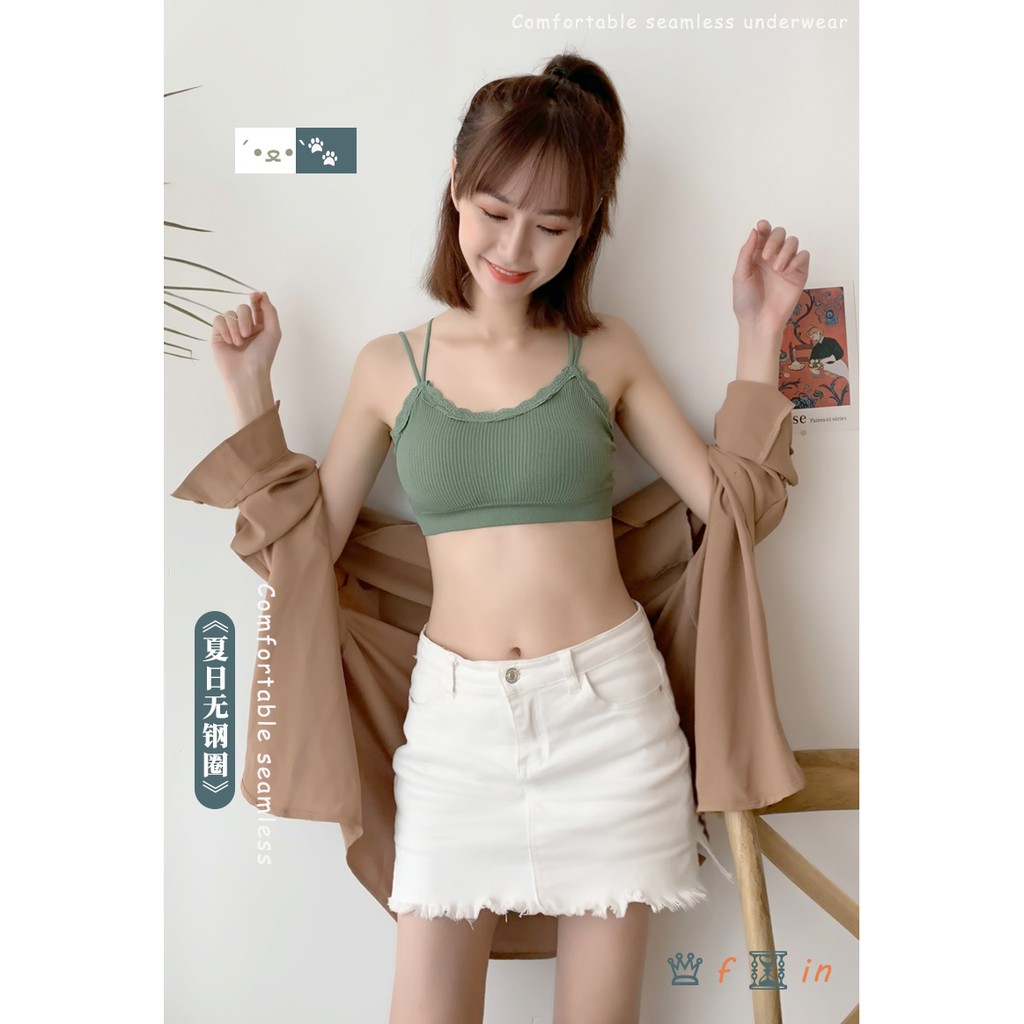  Áo bra phối viền ren thiết kế dây chéo cho nữ | BigBuy360 - bigbuy360.vn