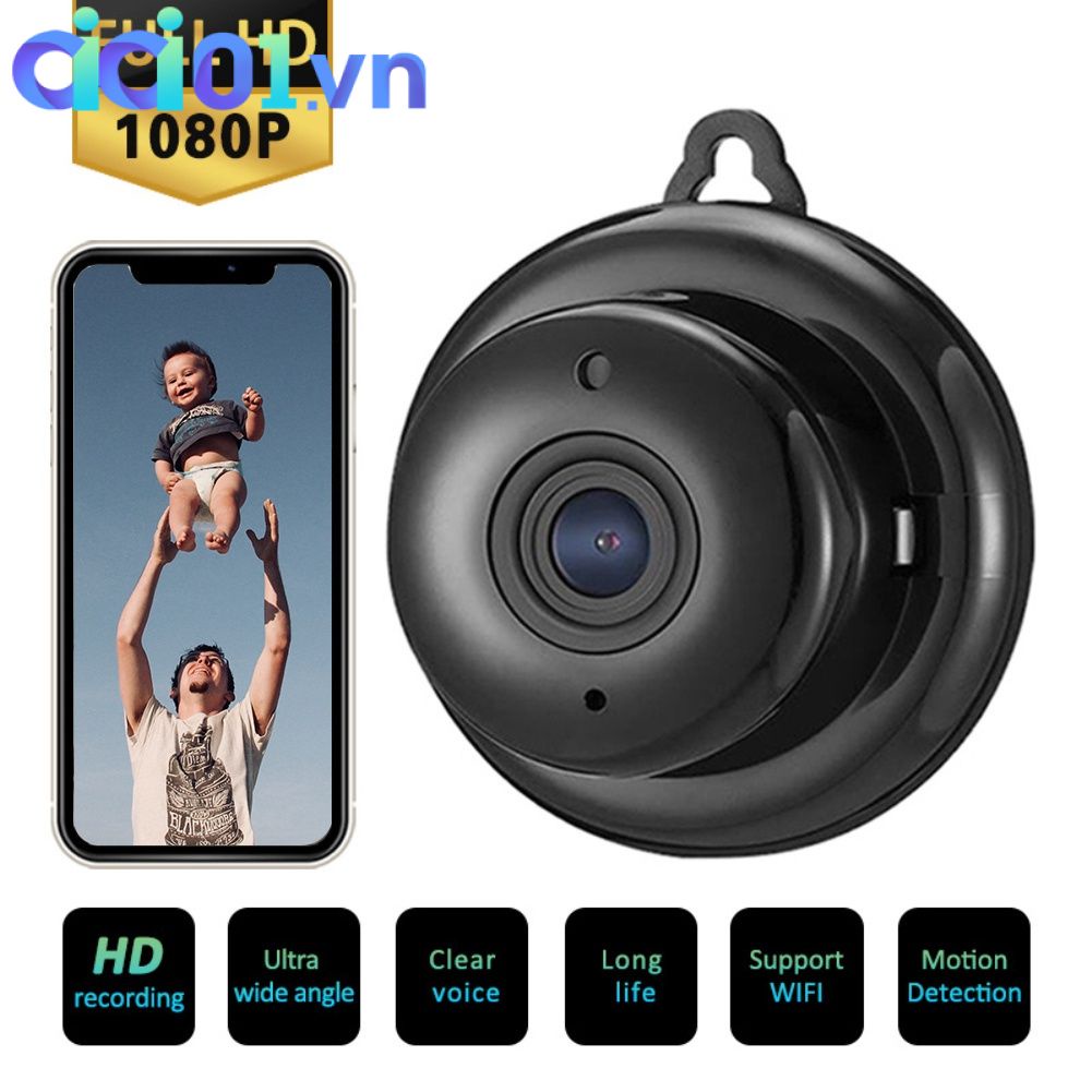 Wireless WiFi mini camera HD 1080P with night vision and motion detection mini nanny, with remote viewing and loop recording, suitable for indoor and outdoor home security
