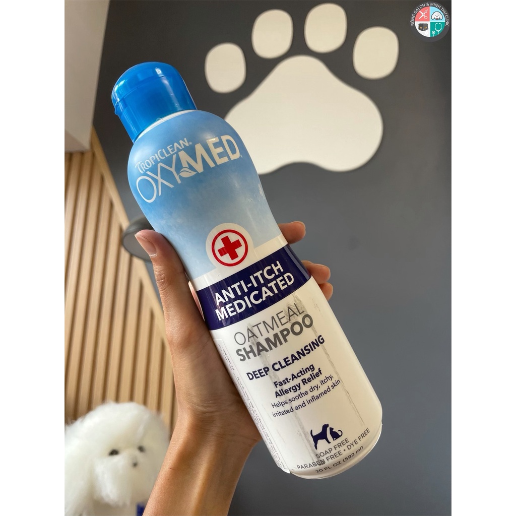 Dầu Gội Đặc Trị Viêm Da, Nấm Ngứa Da Cho Chó, Mèo - Tropiclean Oxymed Shampoo 592ml