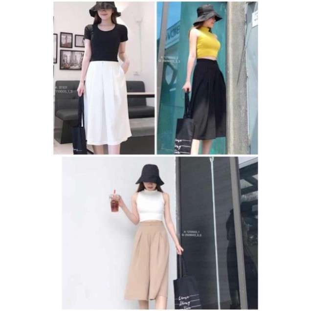 Quần ống rộng đũi xuông xếp ly siêu Hot_N002