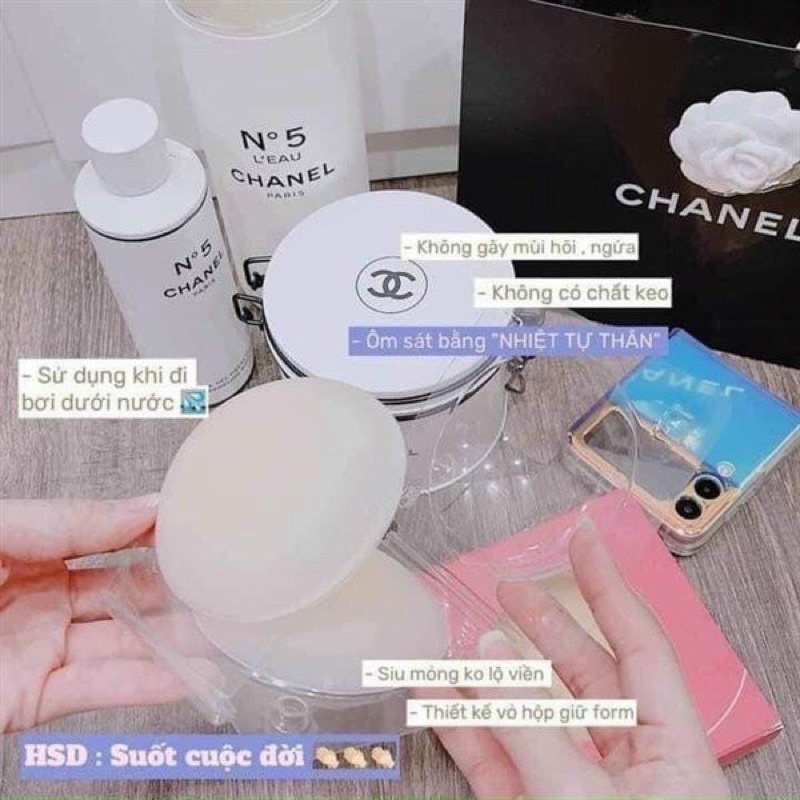 Miếng dán ngực silicon nhiệt tự thân EBLIN siêu mỏng ôm khít, không keo, không bám bụi-che tên sản phẩm loại 1siêu dính