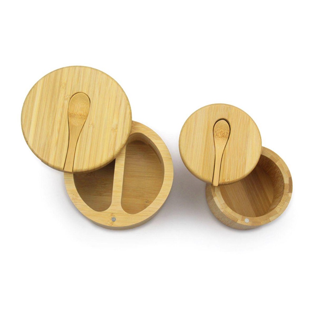 Hộp Đựng Gia Vị Bằng Tre Kèm Muỗng Tiện Dụng Cho Gia Đình