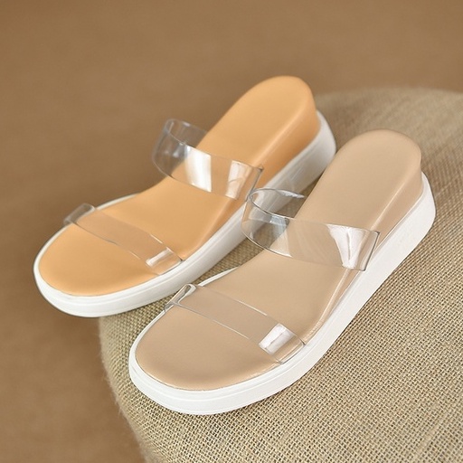 Giày Sandal Đế Xuồng Dày Quai Trong Suốt Thời Trang Mùa Hè Cho Nữ