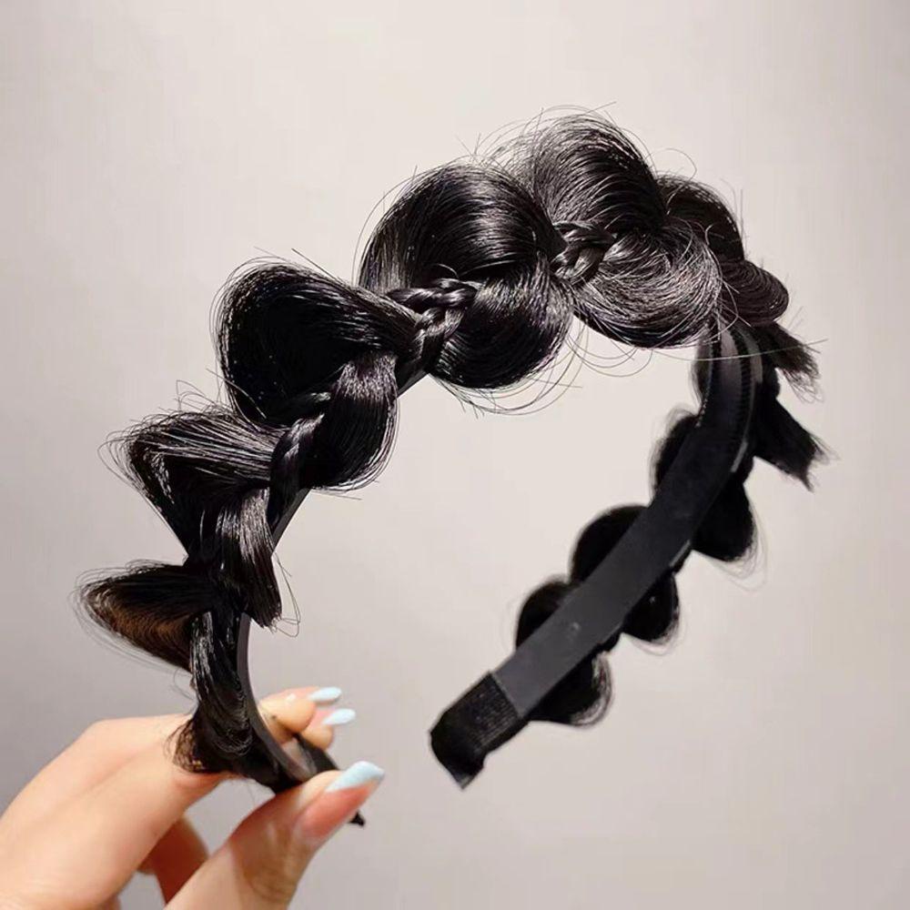 Băng Đô Tóc Giả Thắt Bím Xương Cá Bản Rộng Chống Trượt Dễ Thương Dành Cho Bạn Nữ