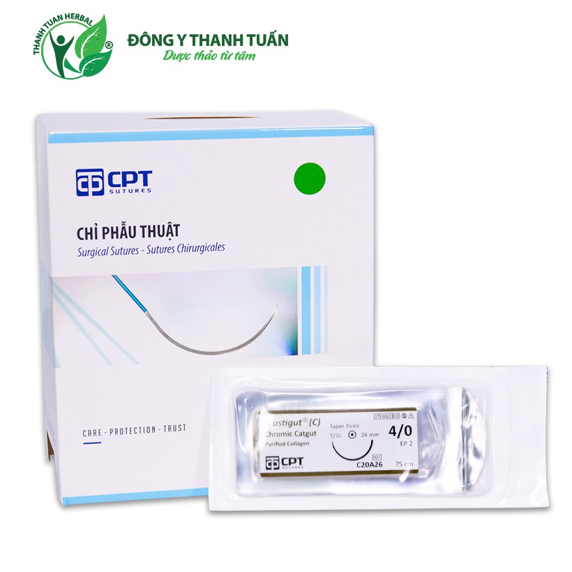 Chỉ Tự Tiêu CPT TRUSTIGUT (C)  3/0 4/0 CHROMIC CATGUT - Chỉ Phẫu Thuật Và Dùng Cho Cấy Chỉ Tự Tiêu Sau 2-3 Tuần