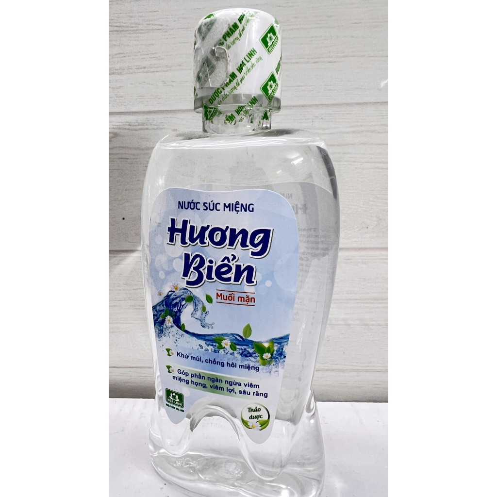 Nước súc miệng hương biển muối mặn hoa linh chăm sóc răng miệng.chai 400ml.suckhoechomoinha