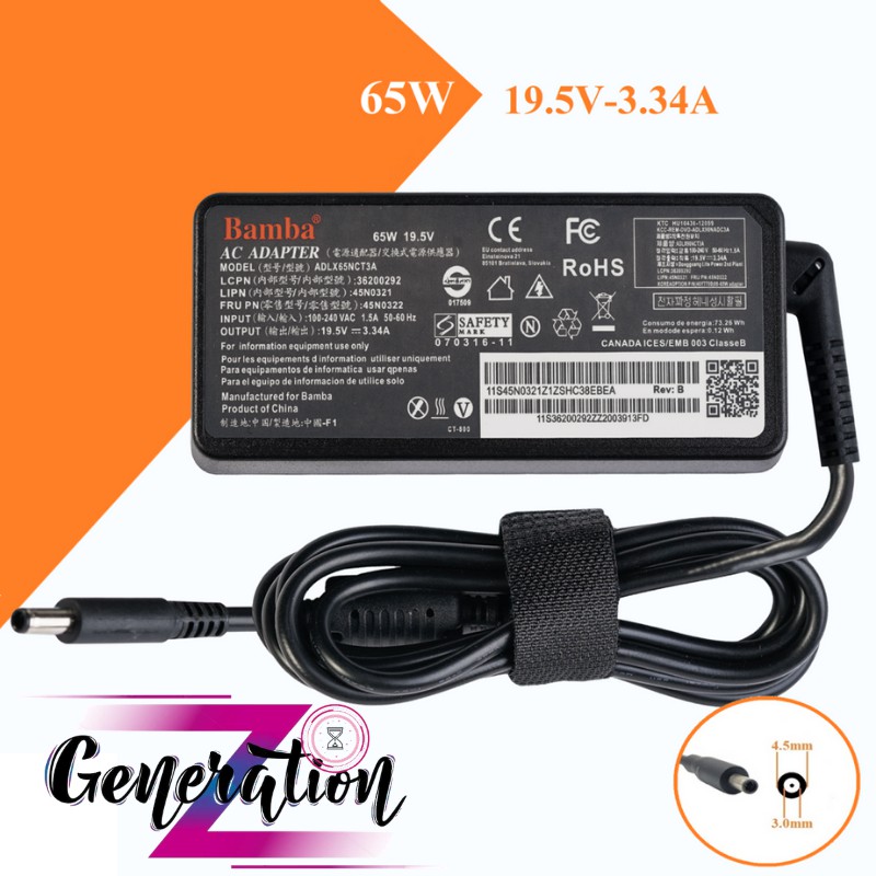 BỘ SẠC LAPTOP DELL 19.5V - 3.34A - ADAPTER DELL 19.5V - 3.34A