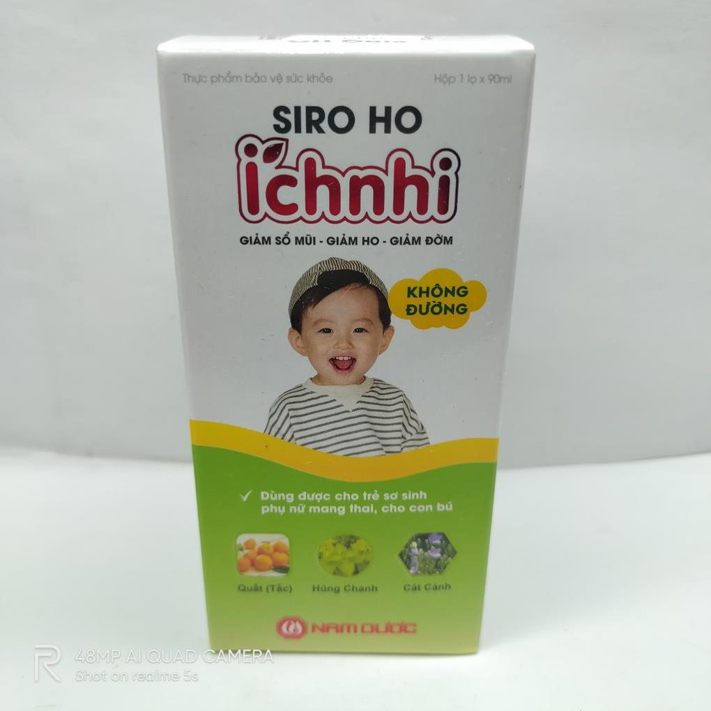 Siro ho Ích Nhi không đường - Hỗ trợ giảm các triệu chứng: hắt hơi, nghẹt mũi, sổ mũi (90ml)
