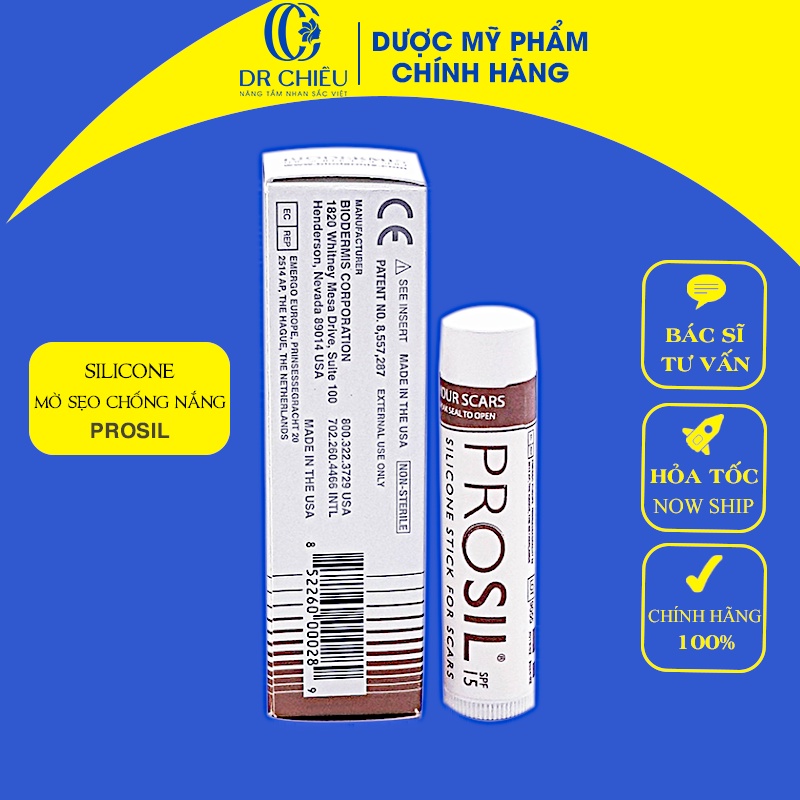 Kem sẹo ProSil 100% Silicon Gel 4,25g USA/SPF15+ Giảm thâm sẹo Biodermis