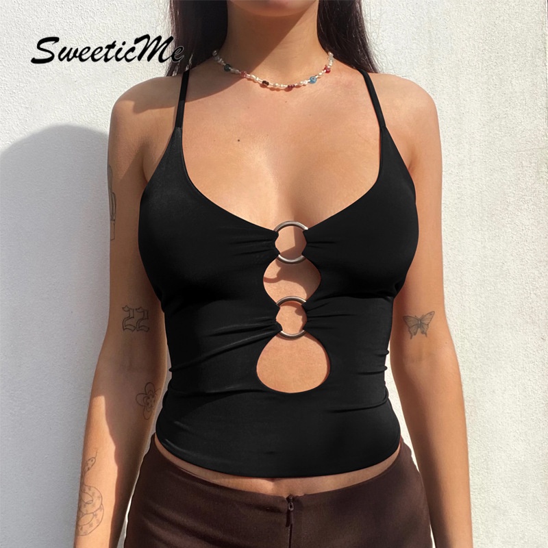 Áo dây croptop khoét lỗ gợi cảm thời trang 2021 dành cho nữ