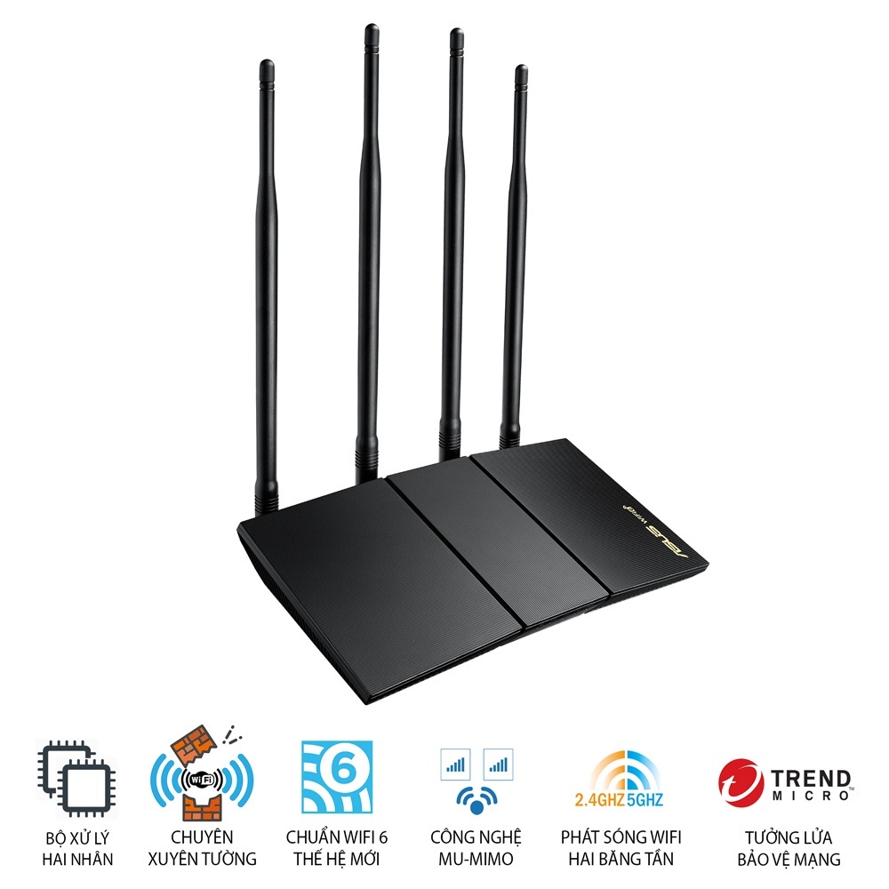 Gaming Router ASUS RT-AX56U Wifi AX1800 2 băng tần | Wifi 6  | AiMesh 360 WIFI Mesh | AiProtect